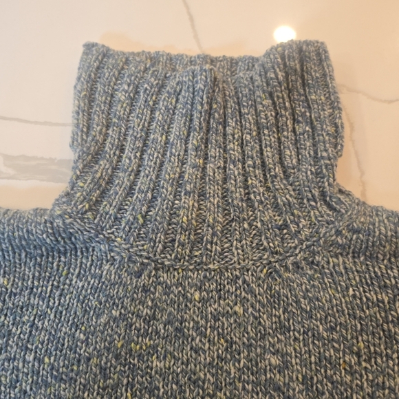 Fisherman Ireland 100% Merino New Wool Funnel Neck Oversized Sweater XXL Blue - Picture 6 of 10